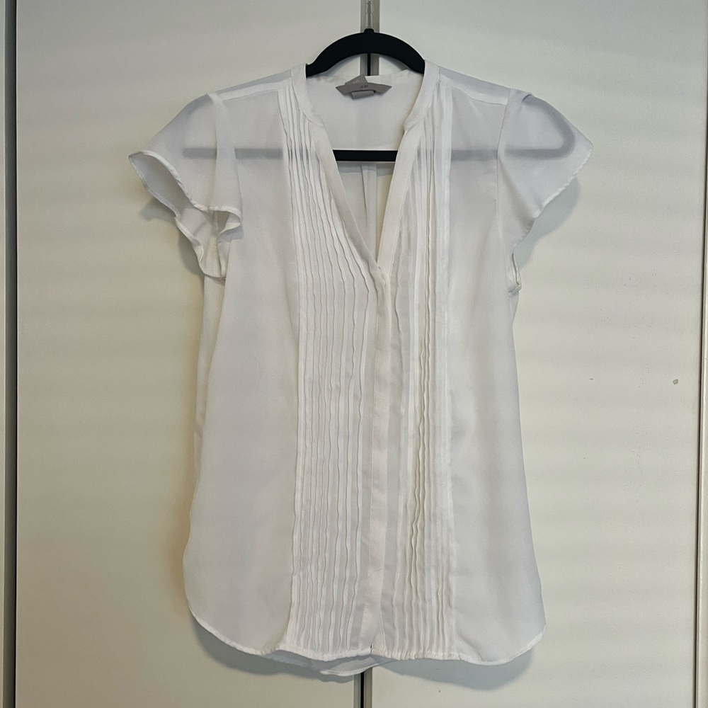 Flutter Sleeve Ruffle Blouse White
